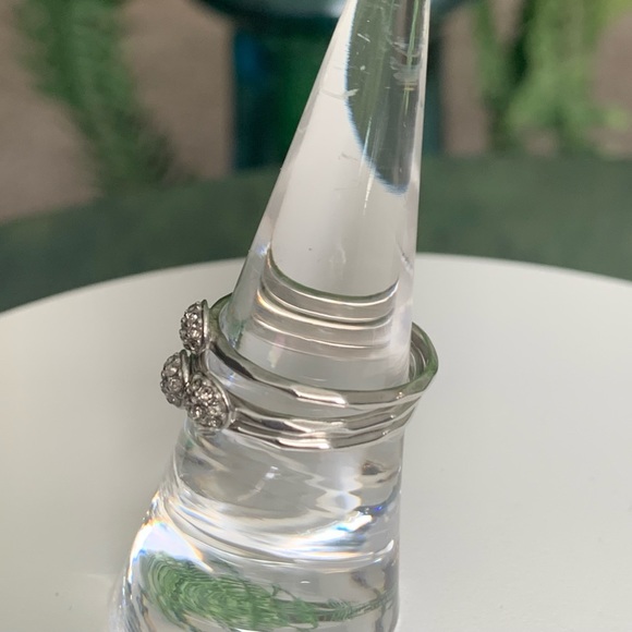 Sterling Stella & Dot - Ann Stackable Rhinestone Set of 3 Rings - Picture 2 of 8